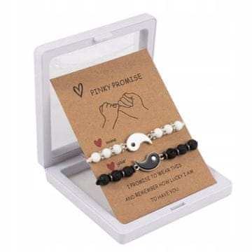 shumee Zapestnice za dva Yin Yang Pinky Promise White Black komplet 2 kosov