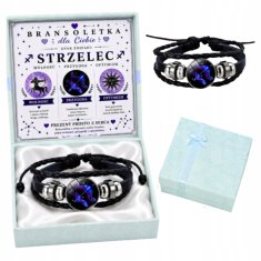 shumee Črna nastavljiva zapestnica Strelec z zodiakalno karto v škatli