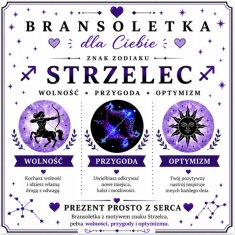 shumee Črna nastavljiva zapestnica Strelec z zodiakalno karto v škatli