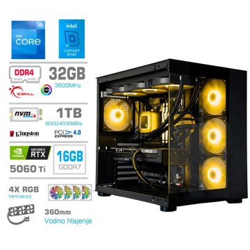 MEGA MT S5 računalnik, Intel Core i5-12600K, 32GB, SSD1TB, RTX5060Ti, FreeDOS