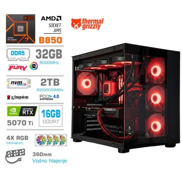MEGA MT S5 računalnik, AMD Ryzen 7-7800X3D, 32GB, SSD2TB, RTX5070Ti, FreeDOS