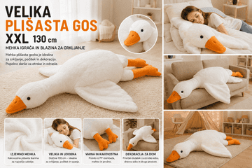Kruzzel Kruzzel velika plišasta gos 130 cm – mehka igrača in blazina, 0+