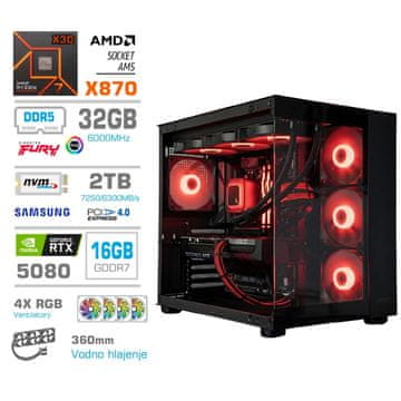 MEGA MT S5 računalnik, AMD Ryzen 7-7800X3D, 32GB, SSD2TB, RTX5080, FreeDOS