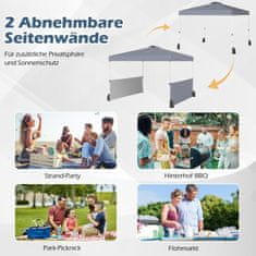 Northix Pop-Up Gazebo 3x3m z 2 stranskima stenama, vreča, siva