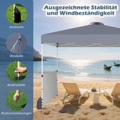 Northix Pop-Up Gazebo 3x3m z 2 stranskima stenama, vreča, siva