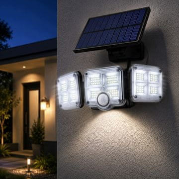 [paczb] Solarna stenska svetilka LED zunanja s senzorjem gibanja, daljinskim upravljalnikom, 3 načini delovanja O282