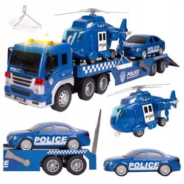[pakb] Policijski tovornjak z motorjem + helikopterski avtomobil LED zvok Z2364
