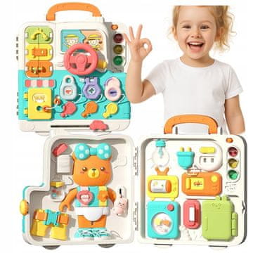 [paket] Montessori izobraževalna tabla interaktivna senzorična plošča v kovčku Knjižica Z3120