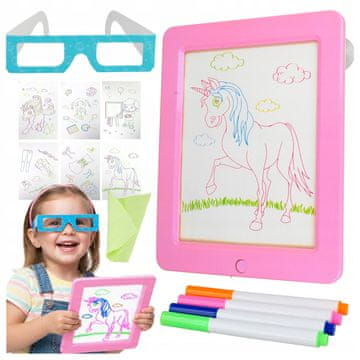 [paket] Osvetljena risalna tabla 3D očala + dodatki Z3186