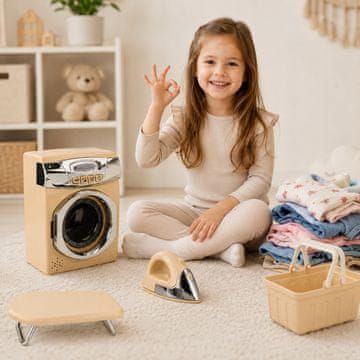 [paket] Interaktivni komplet pralnega stroja, likalnika in obešalnikov, barva mint Z3397