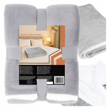 [paket] Dvostranska odeja z medvedkom svetlo siva 150x200cm D1027J