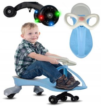 [5] Otroški voziček Gravity Ride-on z žarečimi kolesi, LED moder ALV-U146N