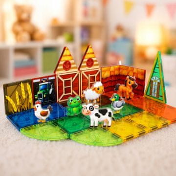 Komplet magnetnih gradbenih kock 3D vitraž Živali Farm 45 kosov