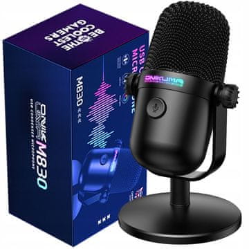 Onikuma Igralni mikrofon M830, stoječi za računalnik, USB, RGB