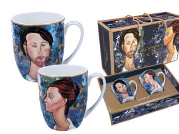 Carmani, komplet dveh skodelic - Modigliani/Ženska s klobukom in Mario Varvogli