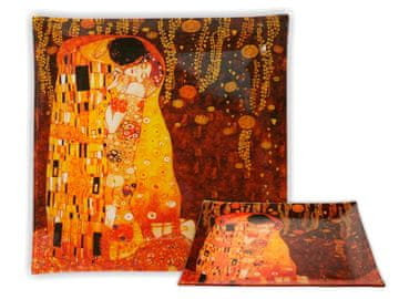 Carmani, dekorativni stekleni krožnik Gustav Klimt - poljub, poljub 30x30cm