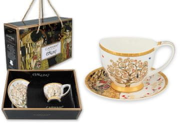 Carmani, skodelica za espresso t. Mini Vanessa 90ml - klimt/Drevo življenja, belo ozadje