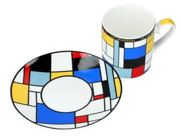 Carmani, 240 ml skodelica s krožnikom - Piet Mondrian/Kompozicija