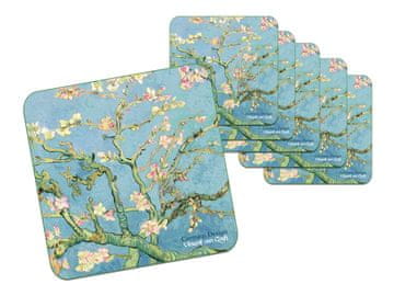 Carmani, komplet 6 podstavkov iz plute - VAN Gogh/Cvetoče mandljevo drevo