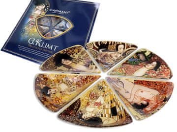 Dekorativni in uporabni stekleni krožniki Carmani, Klimt (6 kosov/mešanica 6 vzorcev)