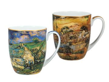 Carmani, komplet 2 skodelic 380 ml - VAN Gogh/Slamnate hišice v Cordevillu in kmetije v bližini Auversa