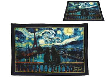 Carmani, nočna preproga 60x40cm - navdihnjena z VAN Goghom/Zvezdna noč in mačkami