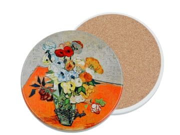Carmani, okrogel keramični podstavek - VAN Gogh/Vrtnice in vetrnice