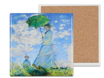 Carmani, kvadratni keramični podstavek - Claude Monet/Ženska s sončnikom