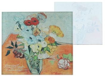 Carmani, steklena podloga za kozarce približno 11,5 x 11,5 cm - VAN Gogh/Vrtnice in vetrnice