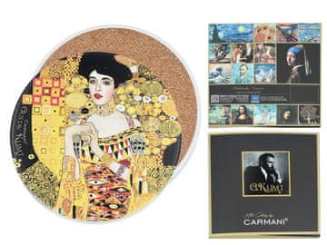Carmani. Keramični podstavek za kozarce, okrogel (približno 10,5 cm) - Klimt/Adele