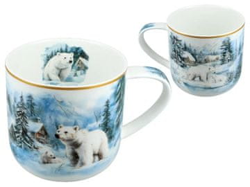 Carmani, porcelanasta božična skodelica približno 470 ml - zima povsod/Beli medved