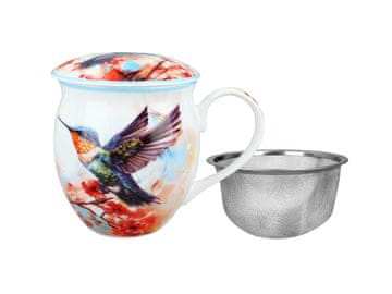 Carmani, 430 ml lonček za kahlico s cedilom in pokrovom - kolibri
