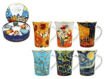 Carmani, komplet 6 skodelic 330 ml v okrogli škatli - VAN Gogh, mix