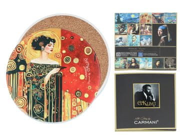 Carmani, keramični podstavek za skodelico, okrogel - motiv po navdihu G. Klimta