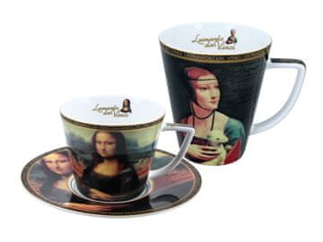 Carmani, komplet za dva: skodelica + vrček - DA Vinci/Mona Liza in Dama s hermelinom