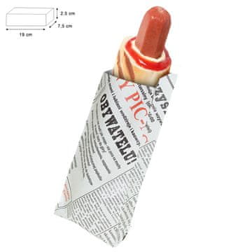 Papirnata embalaža vrečka za francoske hot doge 75x25x190 1000 kosov