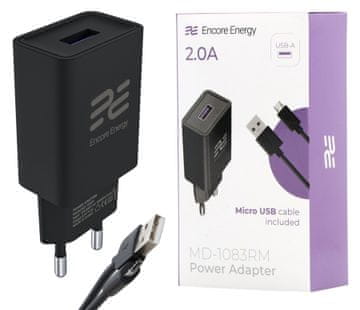 Nov stenski polnilnik USB-A 10W + kabel Micro USB Univerzalni polnilnik MD-1083RM