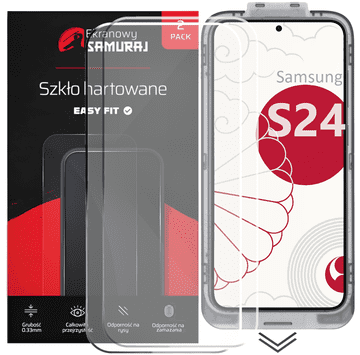 Novo kaljeno steklo zaščitno folijo za Samsung Galaxy S24 Samurai z okvirjem za enostavno prileganje | 2 kosa