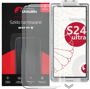 Novo kaljeno steklo Screen Samurai za Samsung Galaxy S24 Ultra z okvirjem Easy Fit | 2-paket