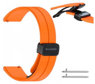 Nov silikonski magnetni pašček za pametno uro v živahni oranžni barvi, 22 mm