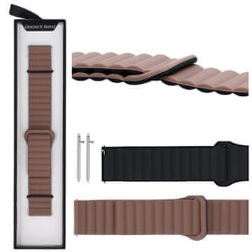 Nov silikonski magnetni pašček za pametno uro v barvi vroče čokolade, rjavo-črne barve, 22 mm