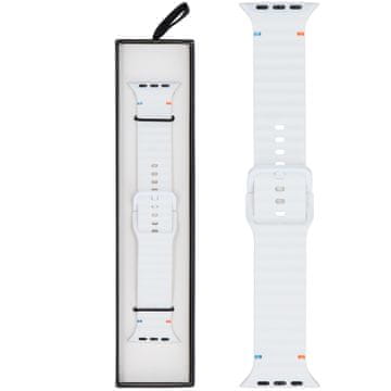 Silikonski pašček z barvno zaponko, bel, za Apple Watch 42/44/45/49 mm, bel
