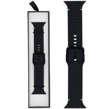 silikonski pašček z barvno zaponko, črne barve, za Apple Watch 42/44/45/49 mm, črne barve