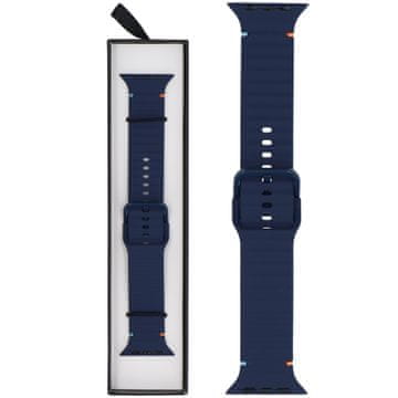 Silikonski pašček z barvno zaponko, polnočno moder, za pametno uro Apple Watch 42/44/45/49 mm, mornarsko moder