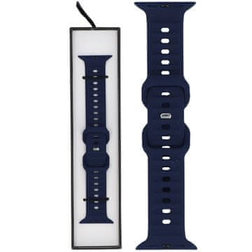 Silikonski rebrasti pašček za pametno uro v polnočno modri barvi za Apple Watch 42/44/45/49 mm, mornarsko moder