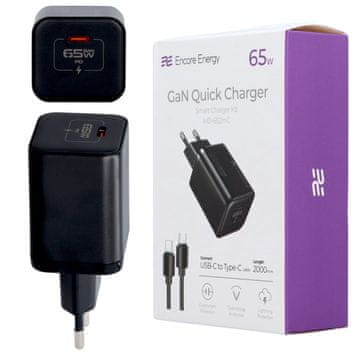 Nov stenski polnilnik MD-652mC GaN 65W USB-C QC PD + 200 cm USB-C kabel