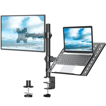 Nov namizni nosilec DuoMount za monitor in prenosnik, ergonomski, nastavljiv in vrtljiv, TRD-BLK-2ST-13"-32"