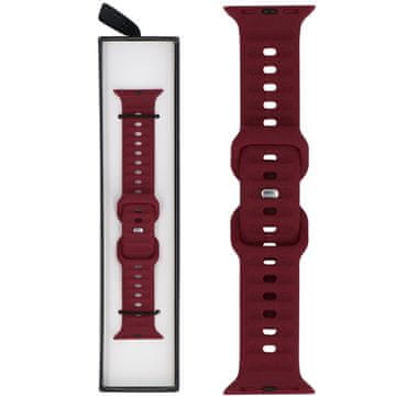 Silikonski rebrasti pašček za pametno uro v bordo barvi za Apple Watch 38/40/41 mm