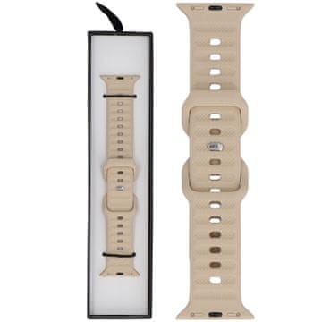 Silikonski rebrasti pašček za pametno uro v barvi mandljeve kreme za Apple Watch 38/40/41 mm, kremno bež barve