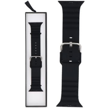 Silikonski pašček z utori, črne barve, za Apple Watch 42/44/45/49 mm, črne barve